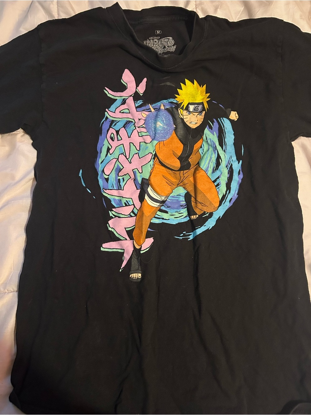 Naruto Shippuden Black Graphic Art Tee - Orange & Yellow Design